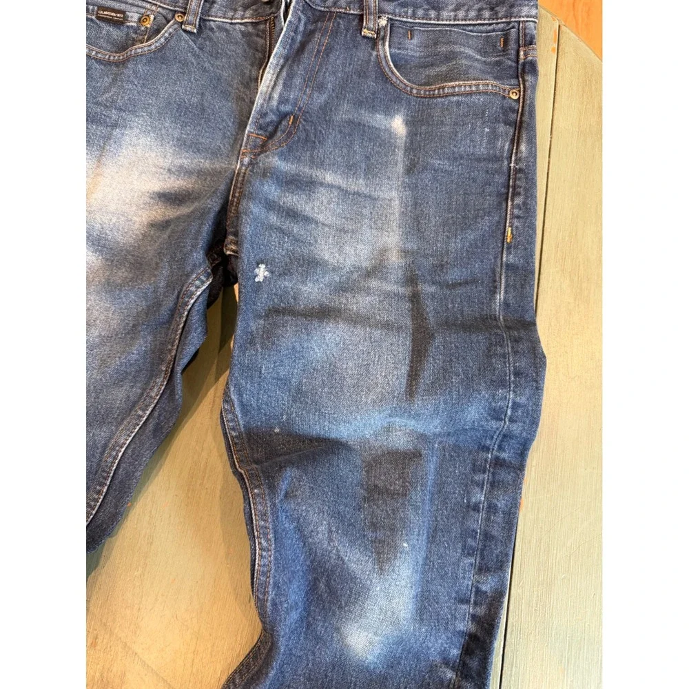 Quiksilver Mens Straight Fit Jeans Blue Denim Medium Wash 34x32 (Measures 34x30)